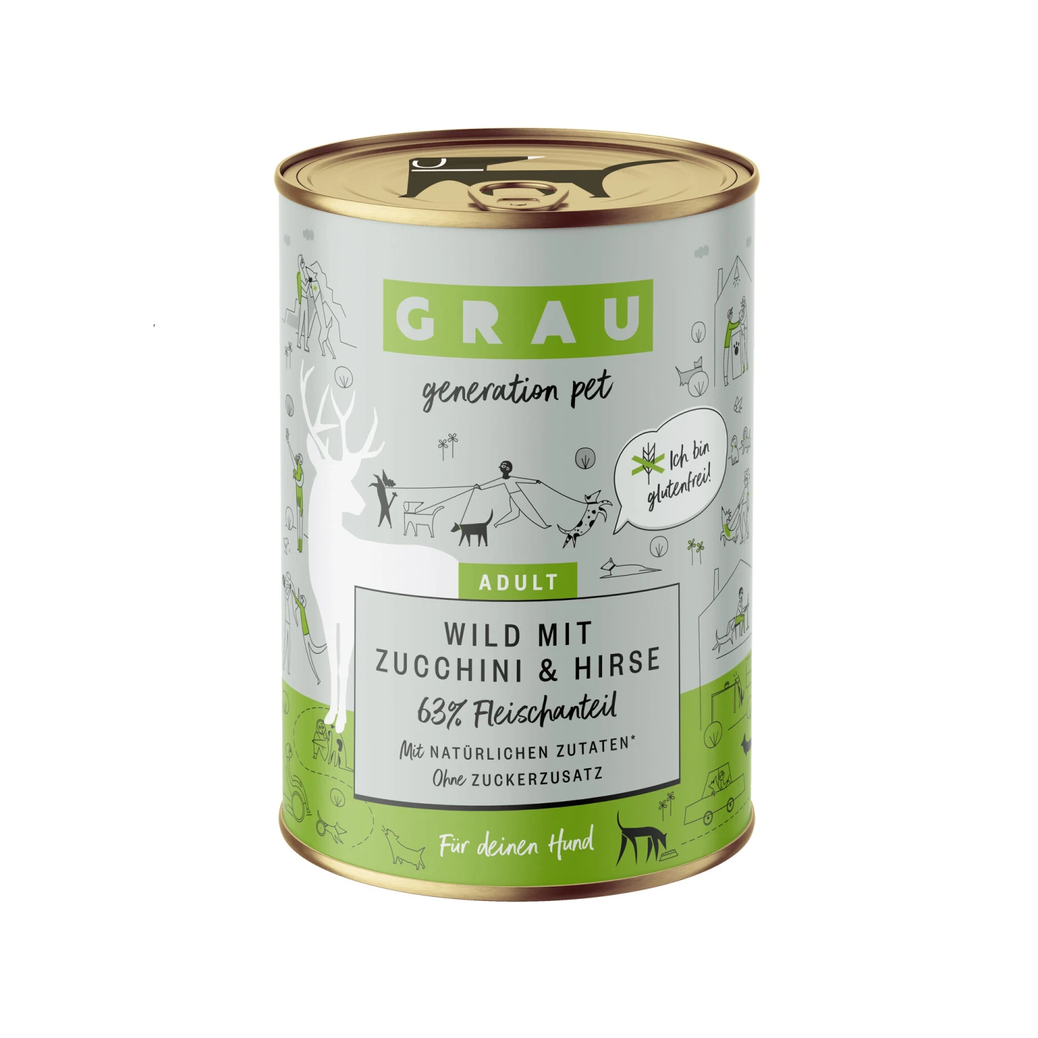 Grau Adult Hondenvoer - Hertenvlees Met Courgette En Gierst - Blik - Afbeelding 6